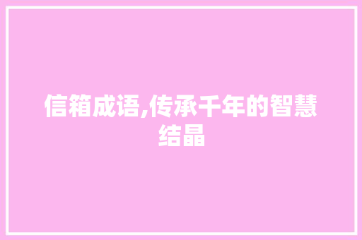 信箱成语,传承千年的智慧结晶