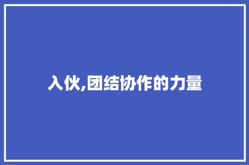 入伙,团结协作的力量