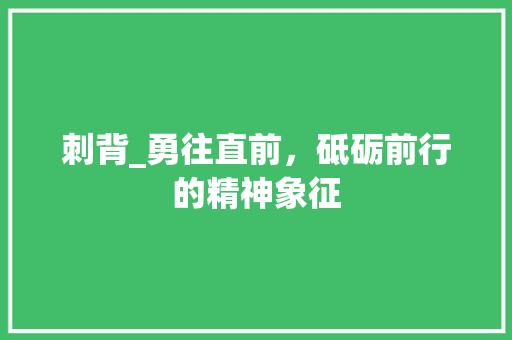 刺背_勇往直前，砥砺前行的精神象征