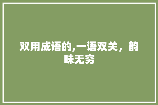 双用成语的,一语双关，韵味无穷