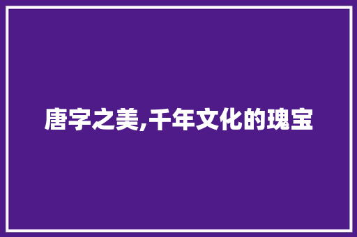 唐字之美,千年文化的瑰宝