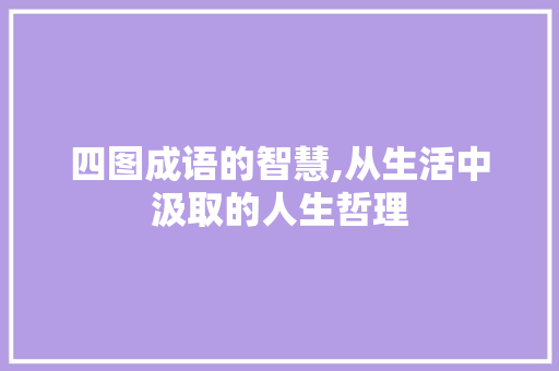 四图成语的智慧,从生活中汲取的人生哲理