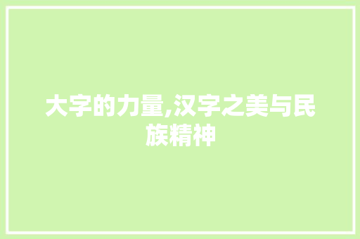 大字的力量,汉字之美与民族精神