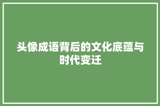 头像成语背后的文化底蕴与时代变迁