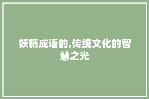 妖精成语的,传统文化的智慧之光