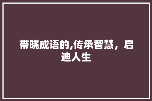 带晓成语的,传承智慧，启迪人生