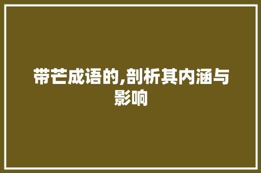 带芒成语的,剖析其内涵与影响