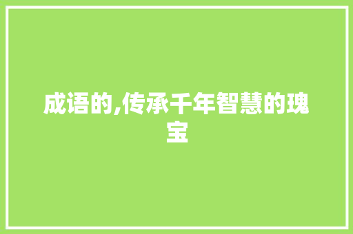 成语的,传承千年智慧的瑰宝