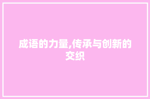 成语的力量,传承与创新的交织