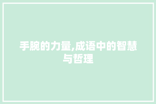 手腕的力量,成语中的智慧与哲理