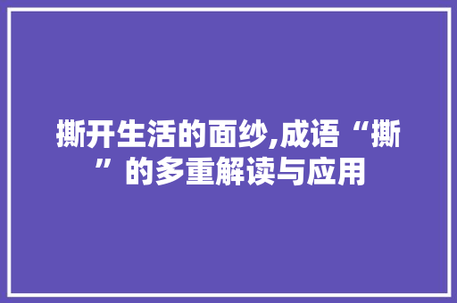 撕开生活的面纱,成语“撕”的多重解读与应用