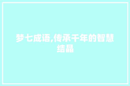 梦七成语,传承千年的智慧结晶