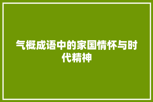 气概成语中的家国情怀与时代精神