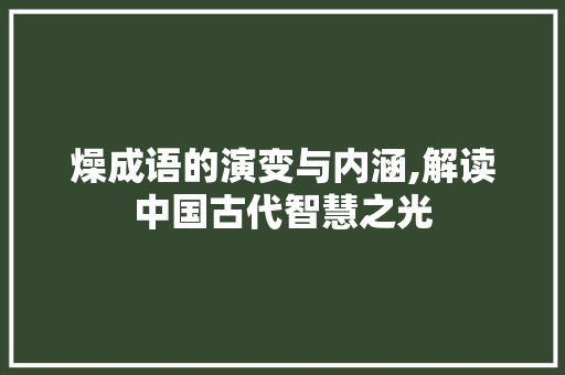 燥成语的演变与内涵,解读中国古代智慧之光