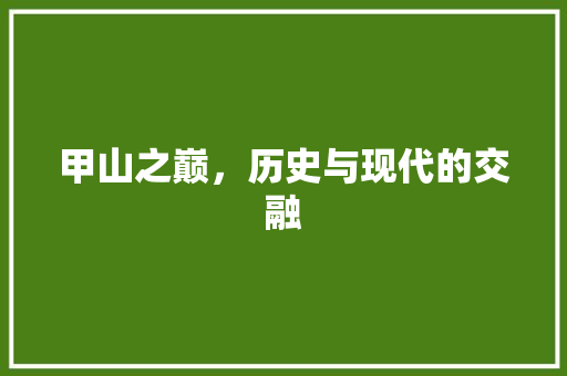 甲山之巅，历史与现代的交融
