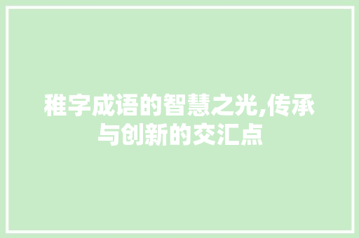 稚字成语的智慧之光,传承与创新的交汇点