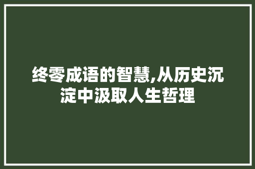 终零成语的智慧,从历史沉淀中汲取人生哲理