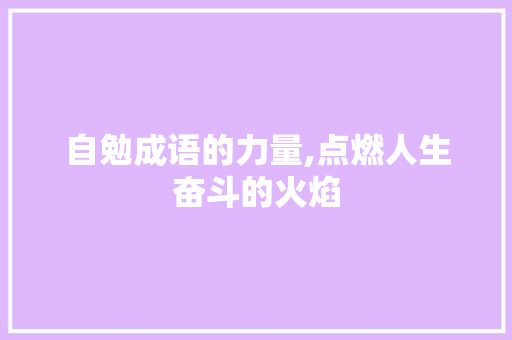 自勉成语的力量,点燃人生奋斗的火焰
