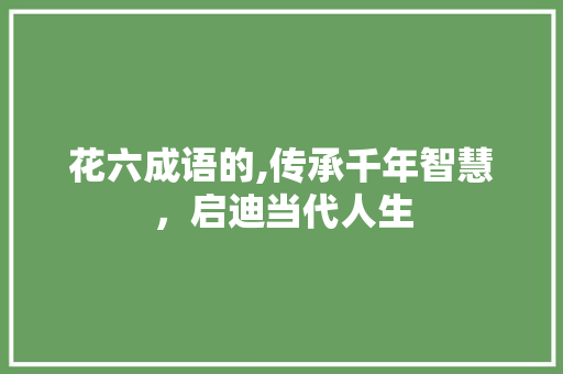 花六成语的,传承千年智慧，启迪当代人生