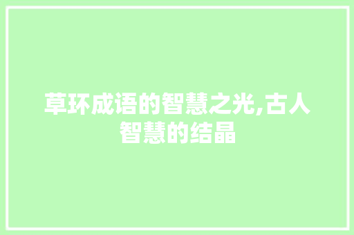 草环成语的智慧之光,古人智慧的结晶