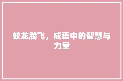 蛟龙腾飞，成语中的智慧与力量