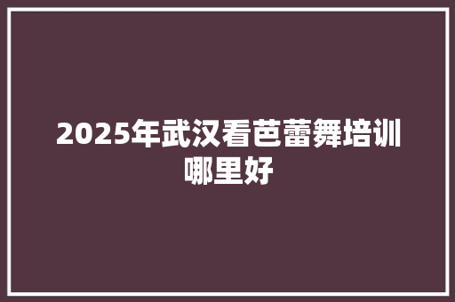 2025年武汉看芭蕾舞培训哪里好