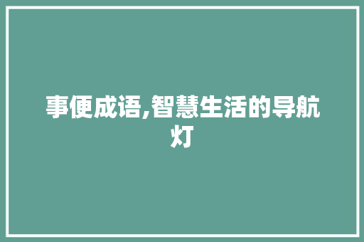事便成语,智慧生活的导航灯