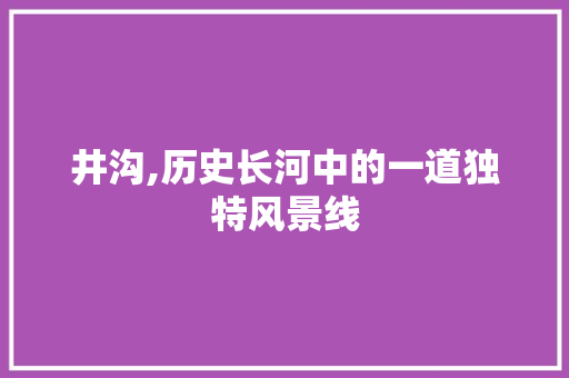 井沟,历史长河中的一道独特风景线