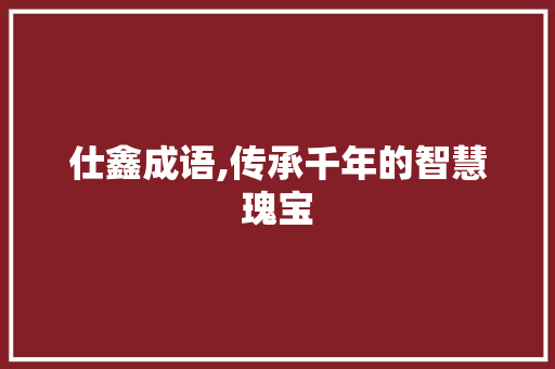 仕鑫成语,传承千年的智慧瑰宝