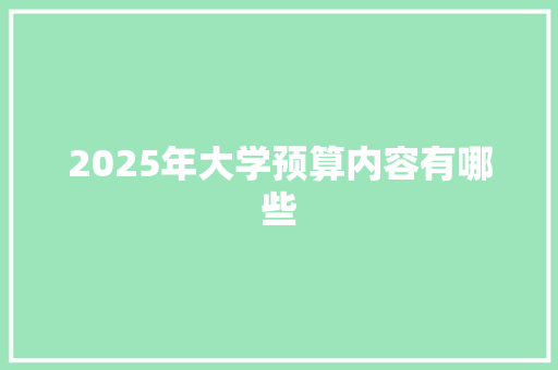 2025年大学预算内容有哪些
