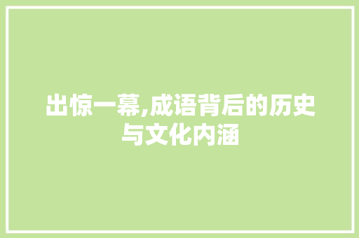 出惊一幕,成语背后的历史与文化内涵
