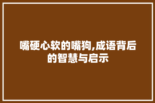 嘴硬心软的嘴狗,成语背后的智慧与启示
