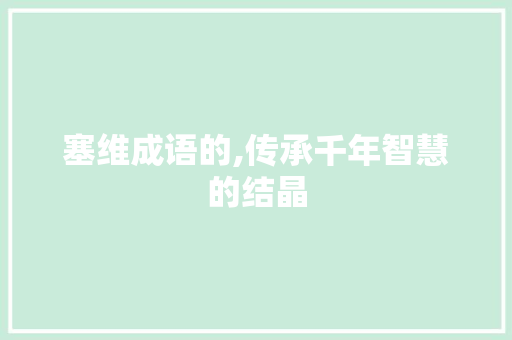 塞维成语的,传承千年智慧的结晶