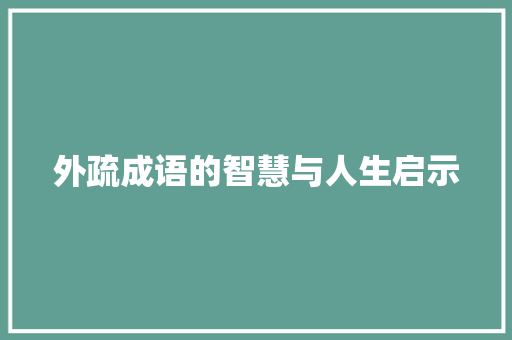 外疏成语的智慧与人生启示