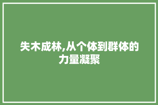 失木成林,从个体到群体的力量凝聚