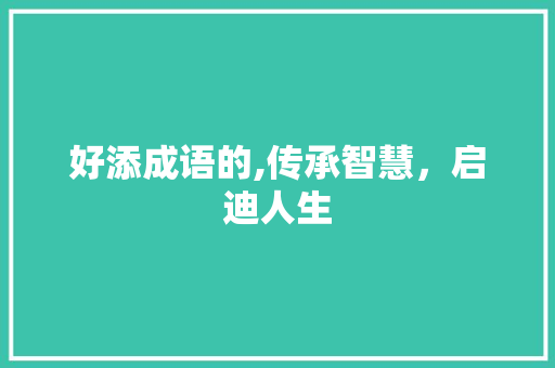 好添成语的,传承智慧，启迪人生