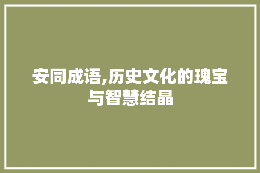 安同成语,历史文化的瑰宝与智慧结晶