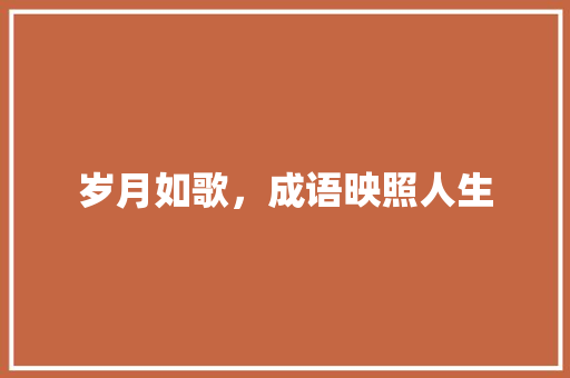岁月如歌，成语映照人生