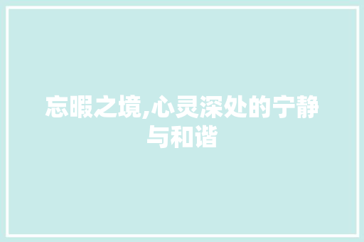 忘暇之境,心灵深处的宁静与和谐