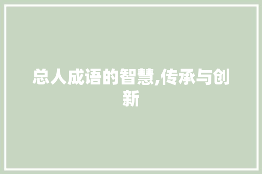 总人成语的智慧,传承与创新