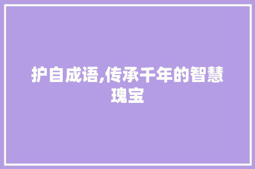 护自成语,传承千年的智慧瑰宝