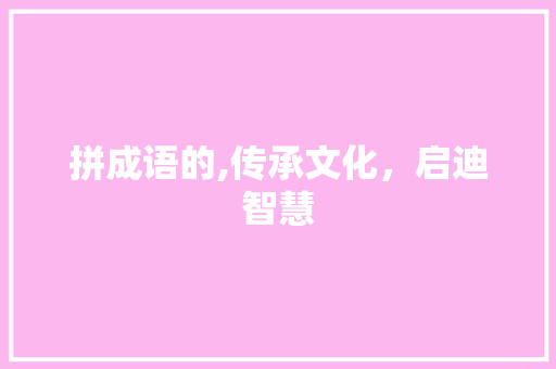拼成语的,传承文化，启迪智慧