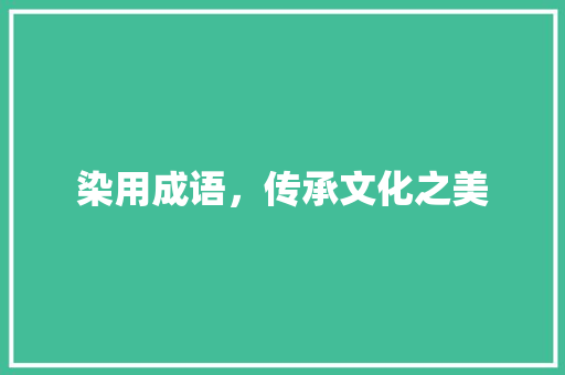 染用成语，传承文化之美