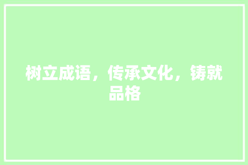 树立成语，传承文化，铸就品格