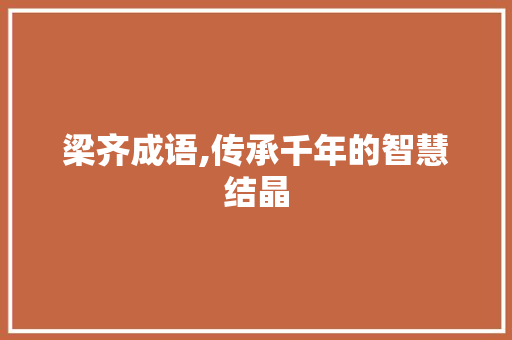 梁齐成语,传承千年的智慧结晶