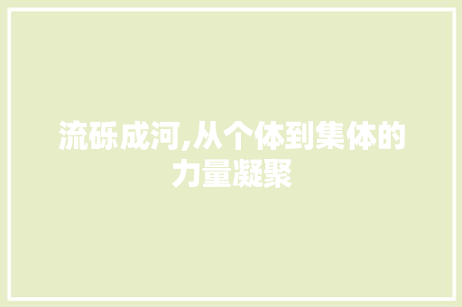 流砾成河,从个体到集体的力量凝聚