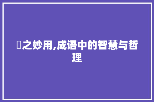 盿之妙用,成语中的智慧与哲理