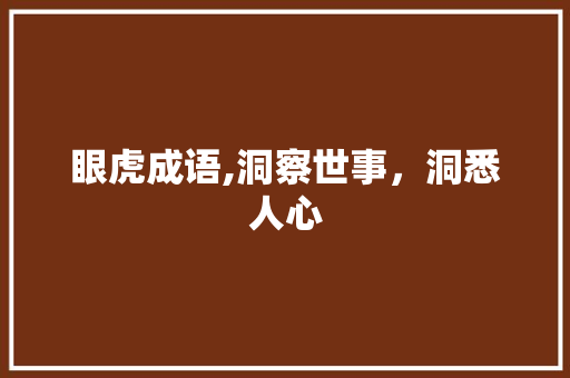 眼虎成语,洞察世事，洞悉人心