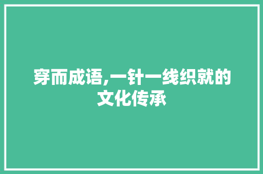 穿而成语,一针一线织就的文化传承