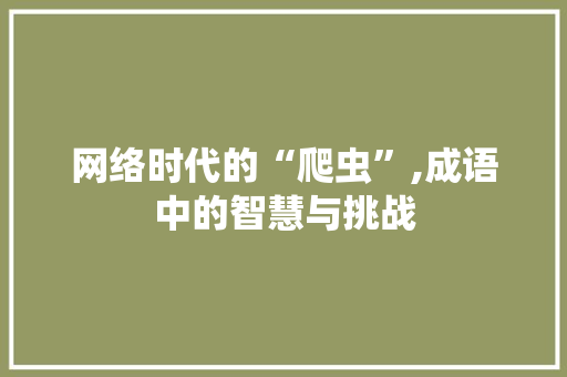 网络时代的“爬虫”,成语中的智慧与挑战